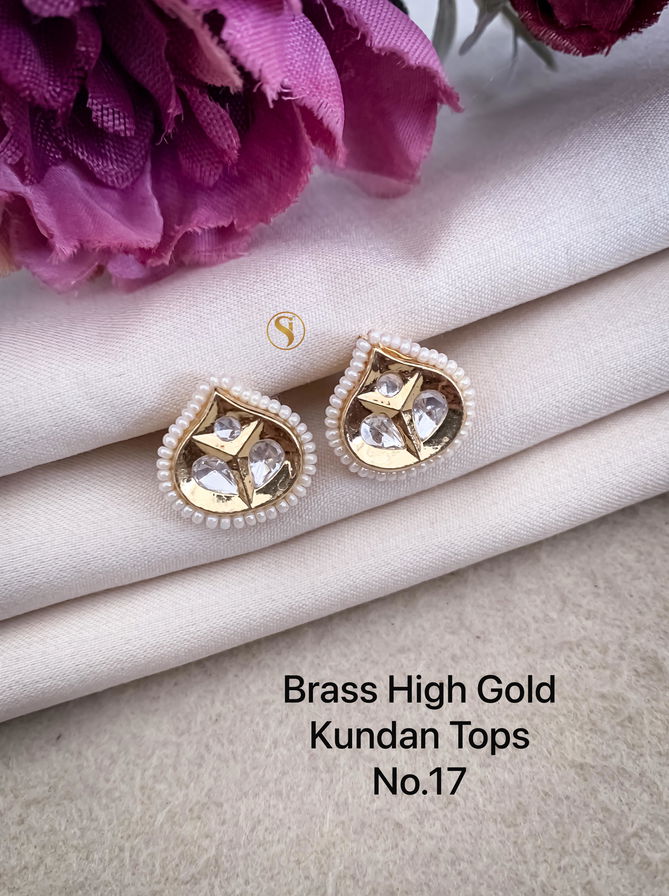 Brass High Gold Small Designer Kundan Tops 2 Wholesale Price
